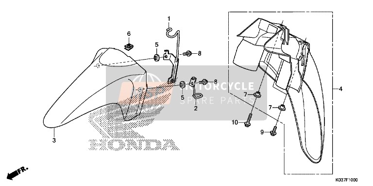 Honda AFS110CSF 2015 Parafango anteriore per un 2015 Honda AFS110CSF